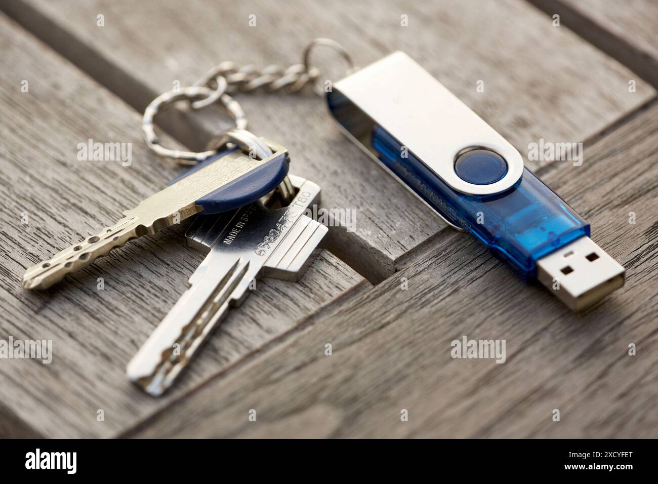 Anello chiave con USB, pendrive Foto Stock