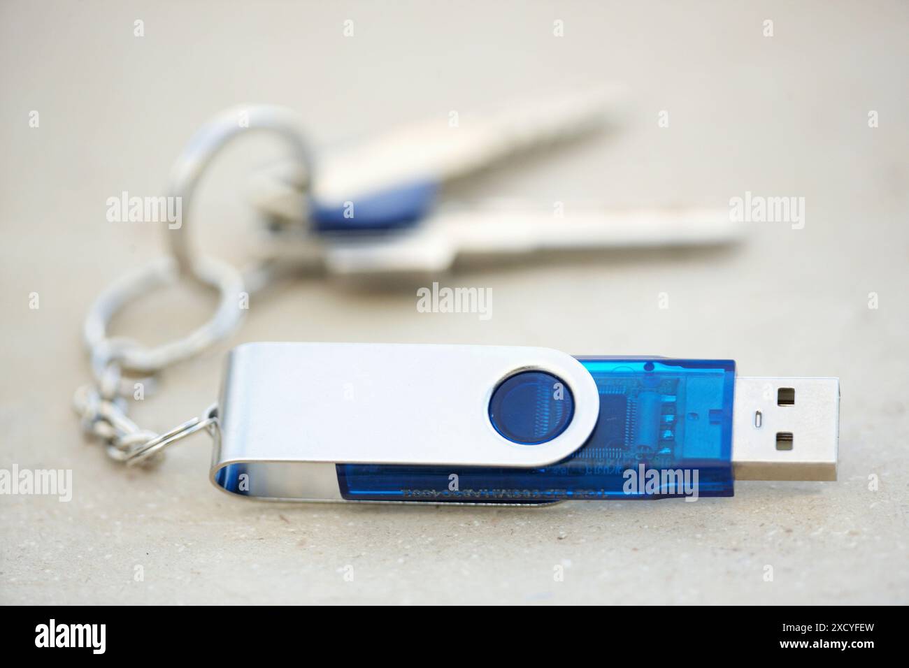 Anello chiave con USB, pendrive Foto Stock