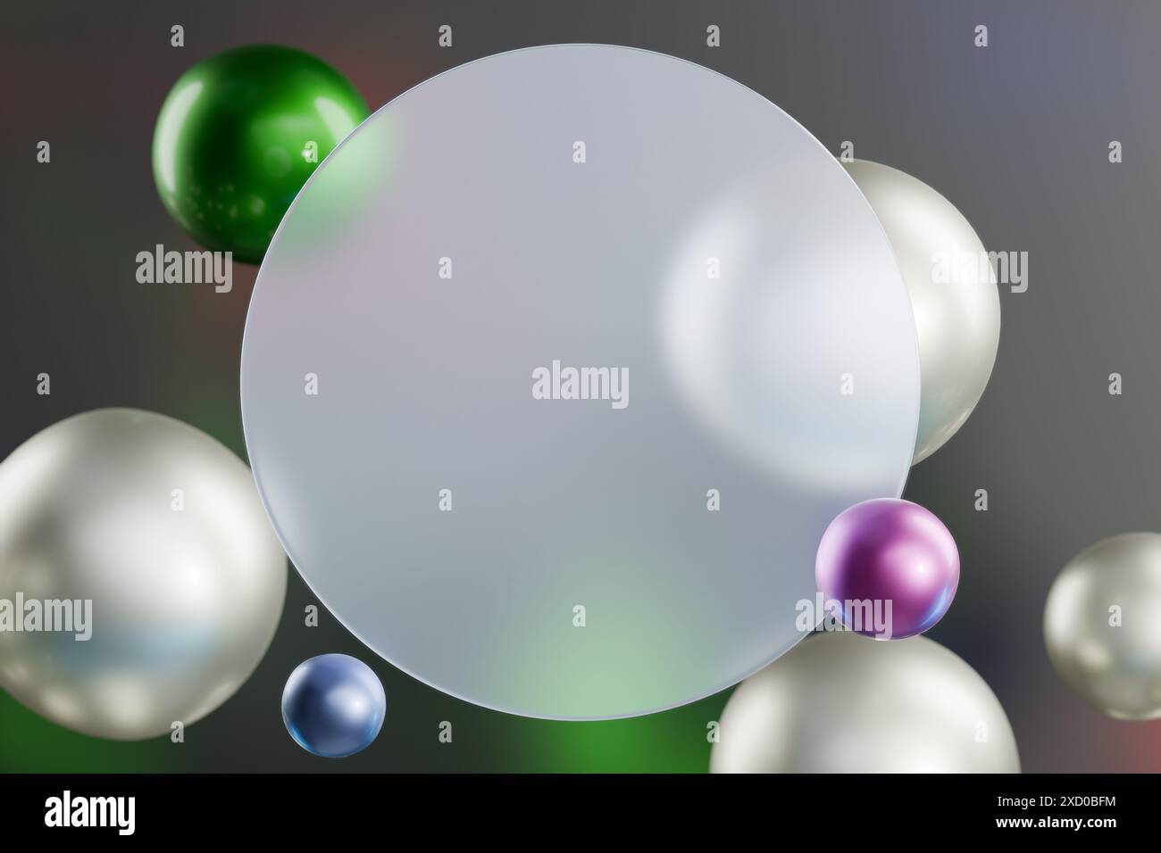Sfere colorate che fluttuano su uno sfondo sfumato. rendering 3d. Foto Stock