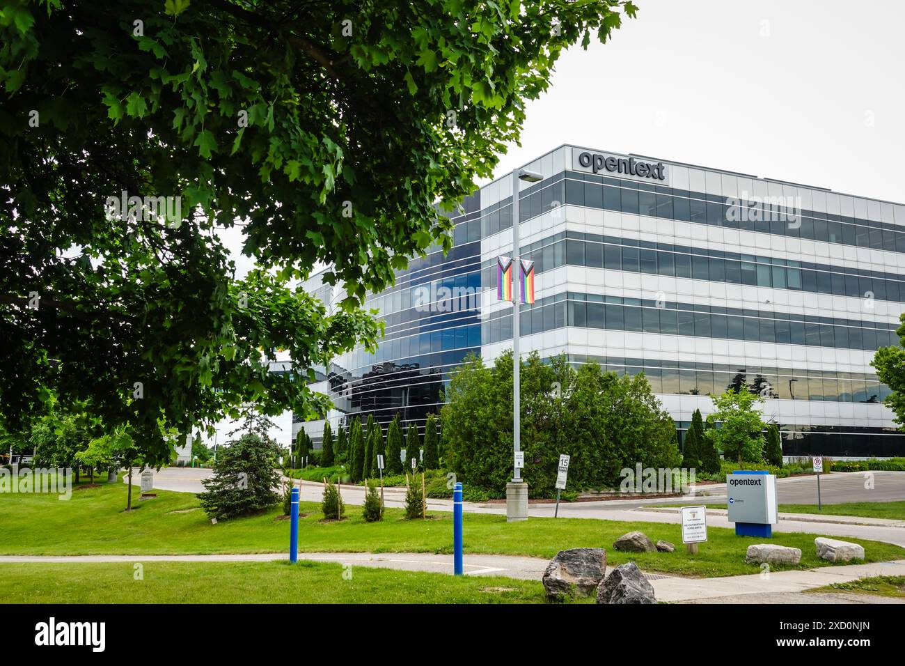 Sede centrale di OpenText Corporation, un'azienda canadese specializzata in software di gestione delle informazioni aziendali, l Foto Stock