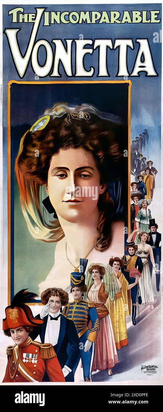 Illusioni, The Incomparable Vonetta, 1910 - poster con stampa pubblicitaria d'epoca Foto Stock