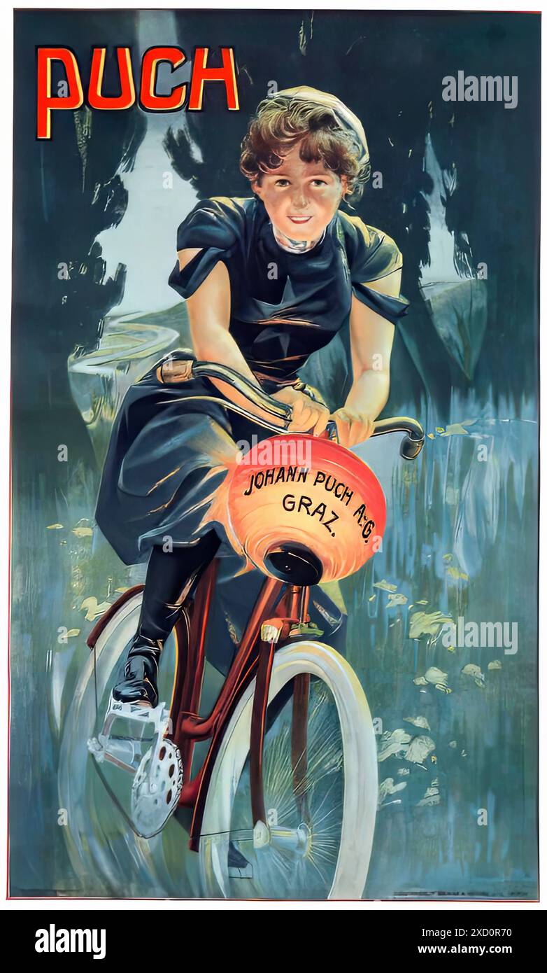 Puch [cicli], Graz - poster con stampa per la pubblicità di moto d'epoca Foto Stock