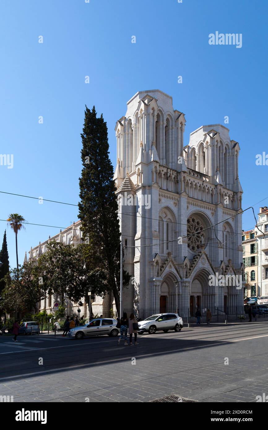 Nizza, Francia - marzo 27 2019: La Basilica di Notre-Dame de Nice (in francese: Basilique Notre-Dame de Nice) è una basilica cattolica romana situata sulla A Foto Stock