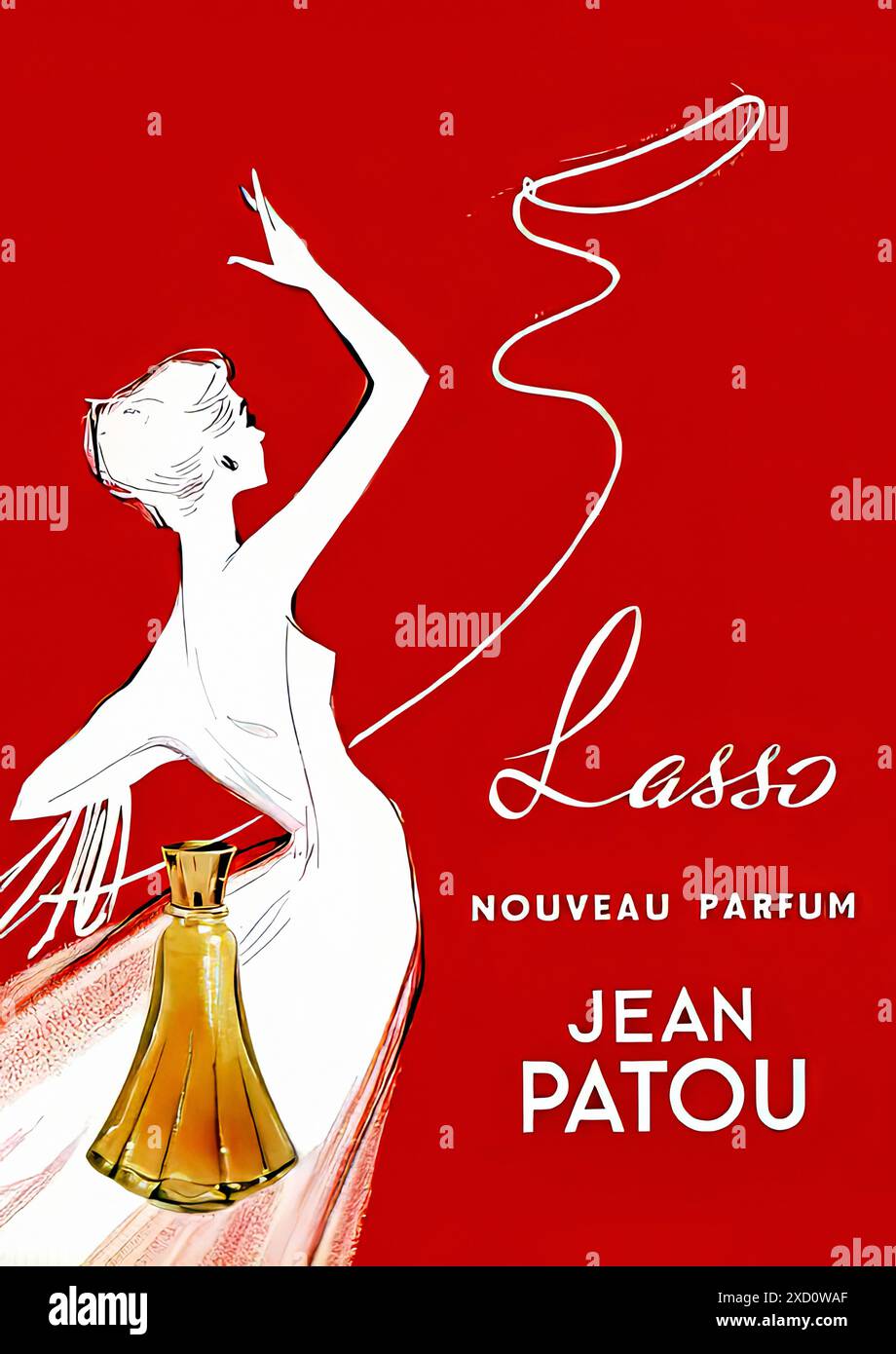 Lasso, Nouveau Parfum, Jean Patou, 1950 anni - Poster con stampa d'epoca Foto Stock