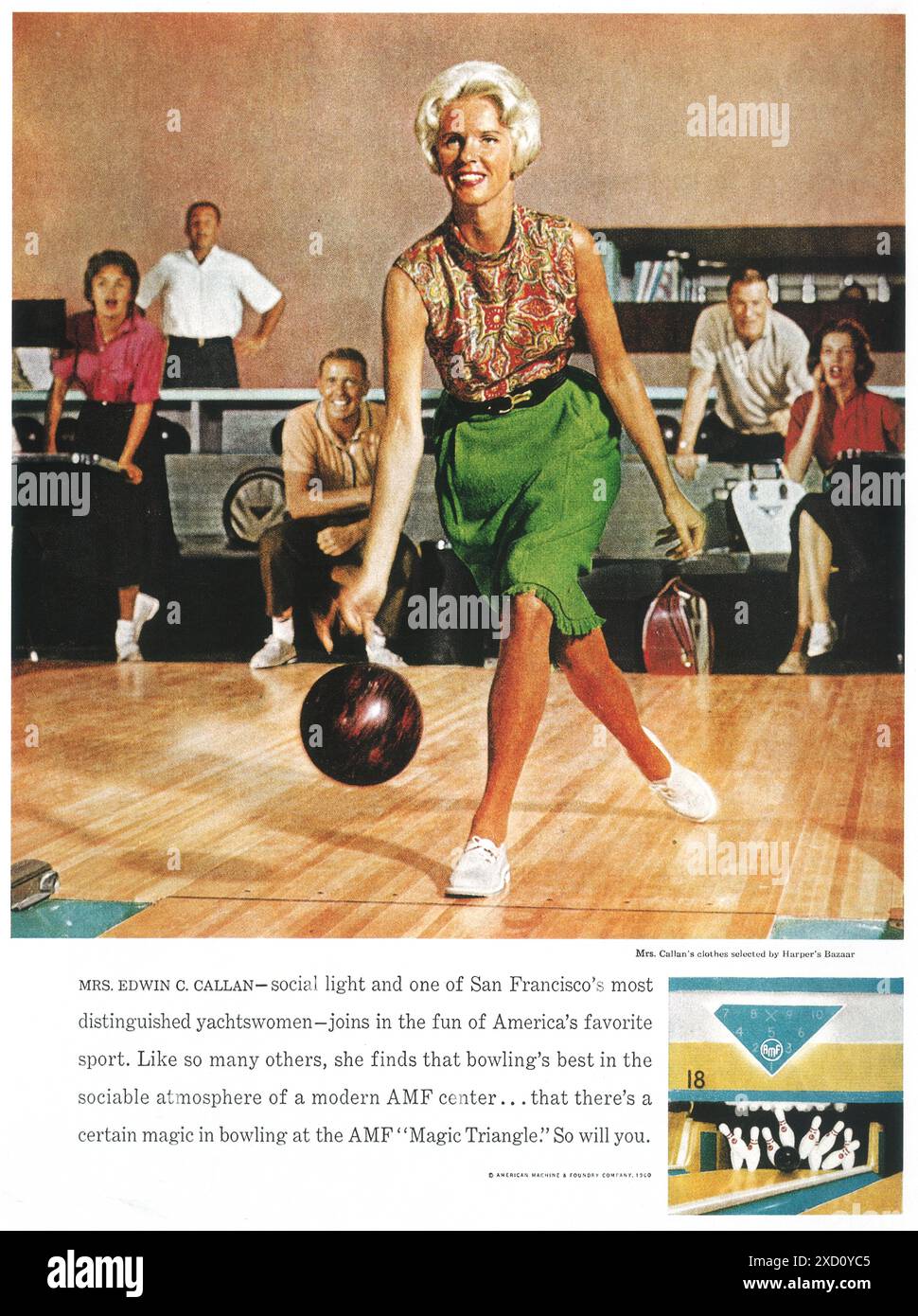 Bowling 1960 AMF Center con Edwin C Callan Yachtswoman Foto Stock Bowling 1960 AMF Center con Edwin C Callan Yachtswoman Foto Stock