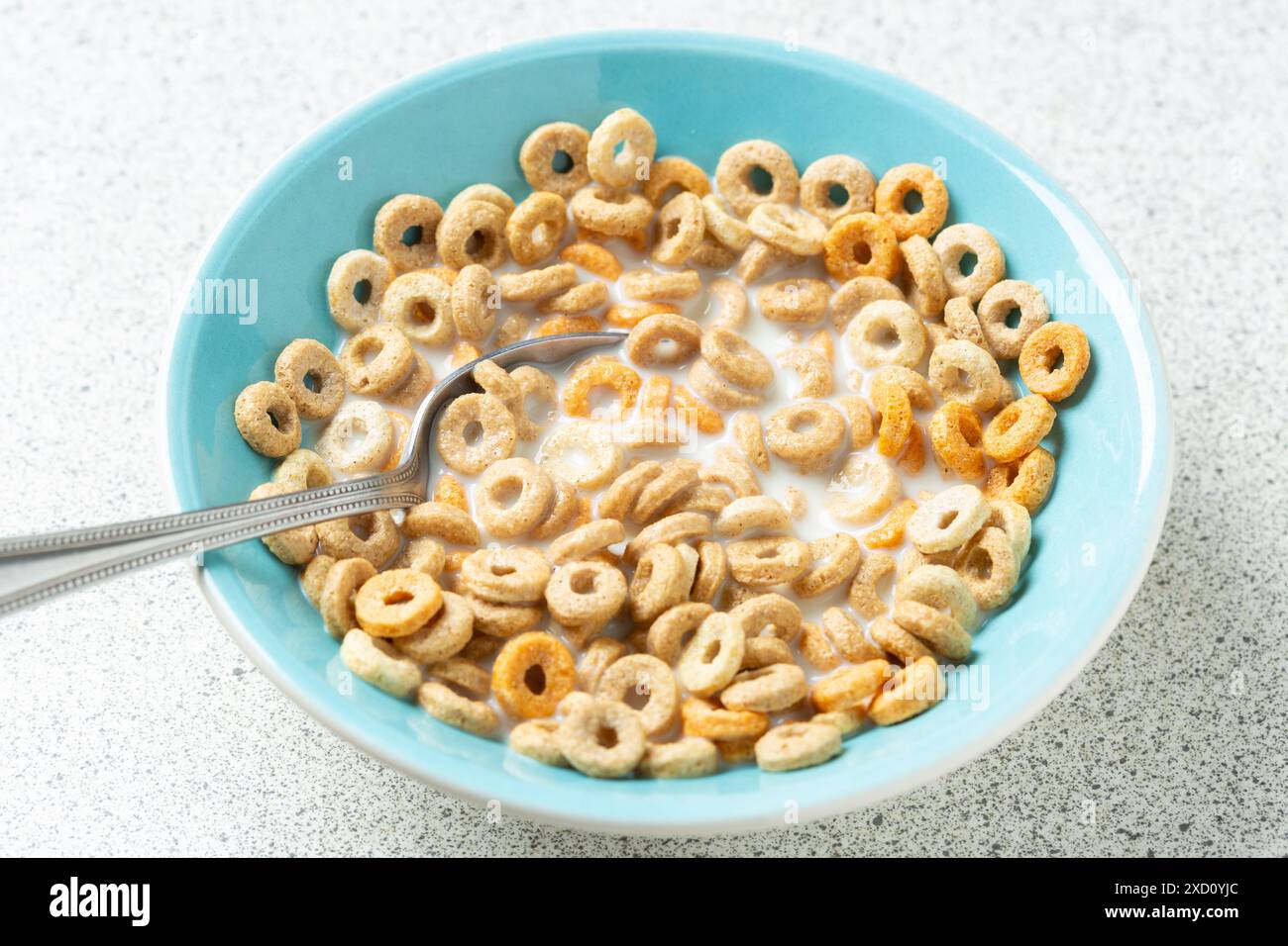 Una ciotola di cereali a grana multipla con latte Foto Stock