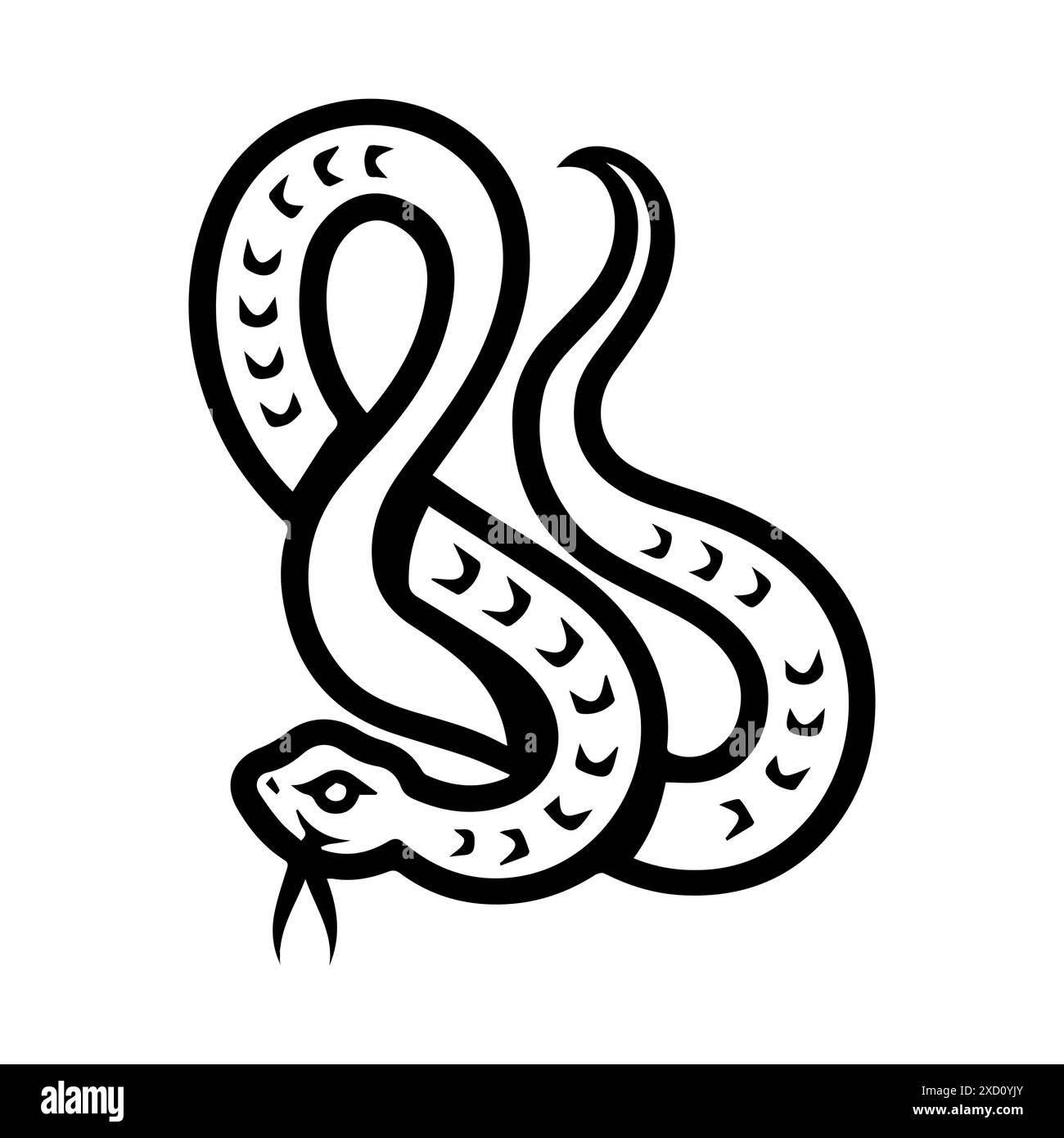 logo snake o icona linea moderna. Grafica a linee vettoriali e design a icone con un contorno audace. Il simbolo minimalista Pixel Perfect in bianco e nero isola il bac bianco Illustrazione Vettoriale
