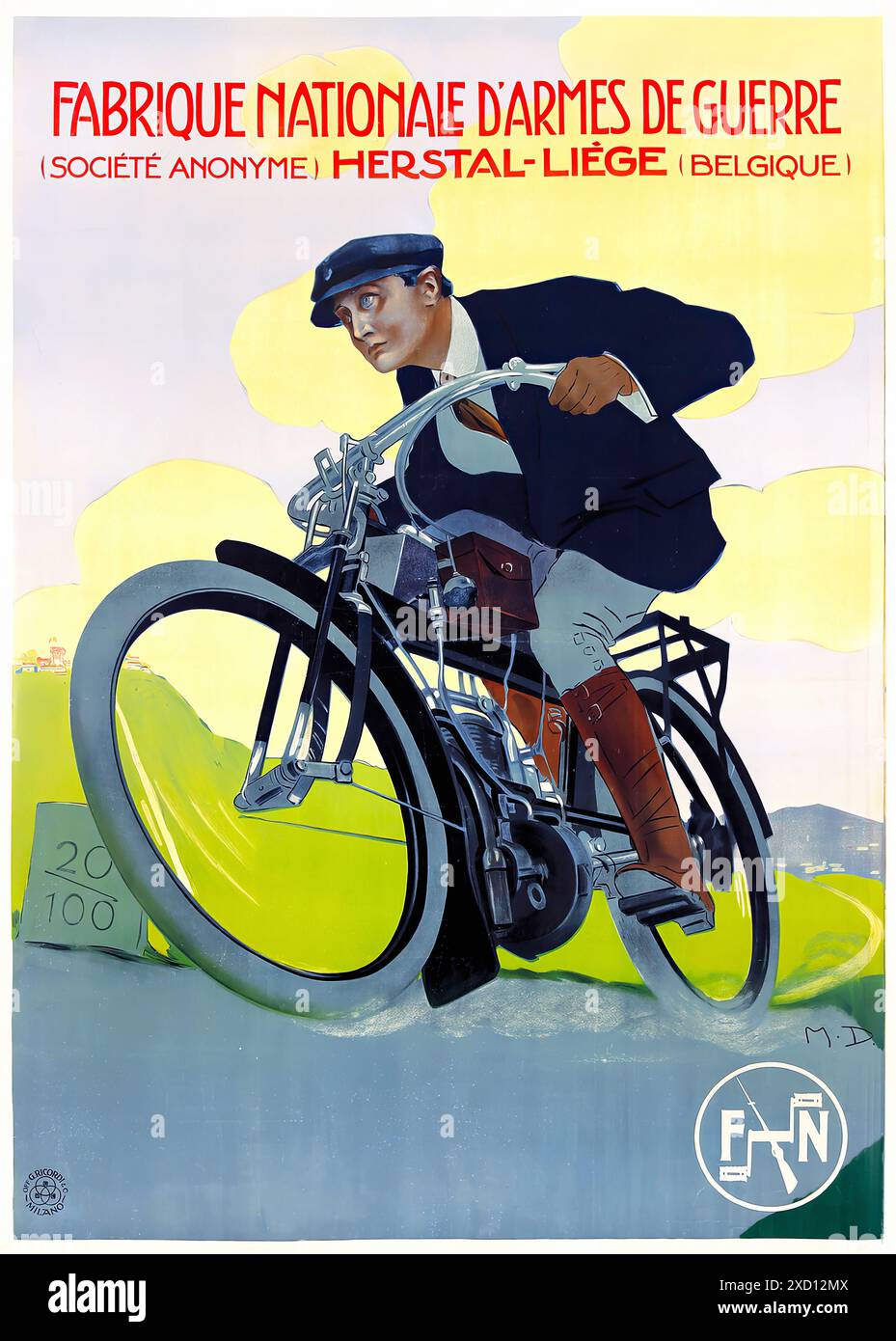 Fabrique Nationale d'Armes de Guerre, Herstal-Liegi. - Poster con stampa d'epoca Foto Stock