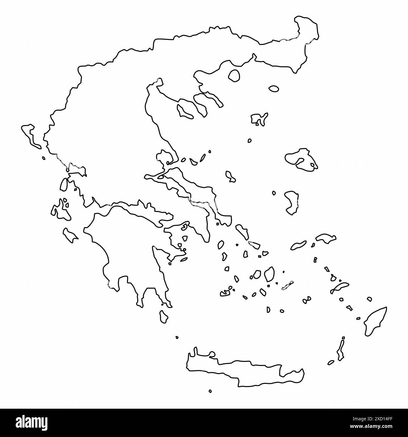 Grecia mappa di contorno isolata su sfondo bianco Illustrazione Vettoriale