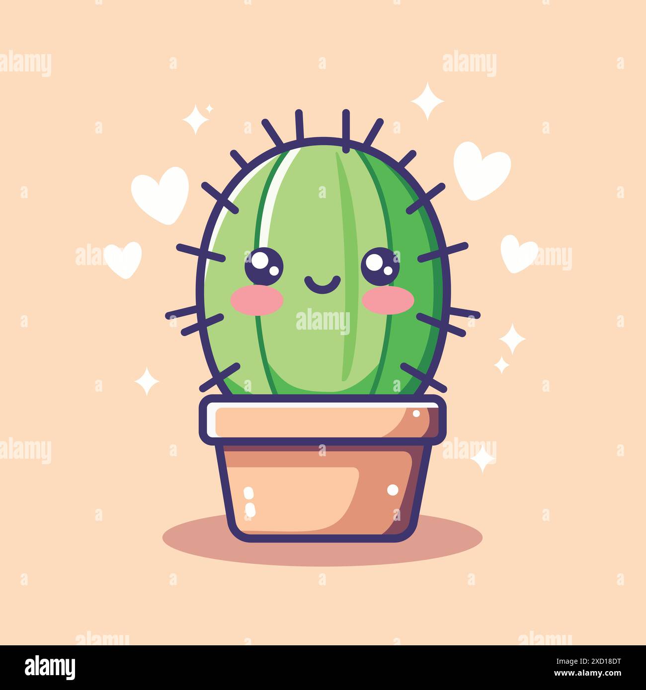 Sorridente Kawaii Cactus a Pot Illustrazione Vettoriale