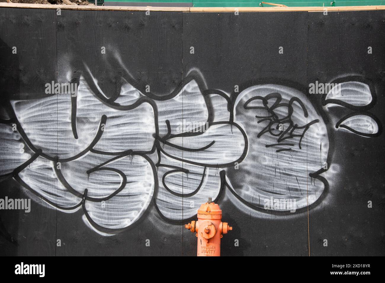 Graffiti contrassegnati su un muro sul lungomare di Halifax, nuova Scozia, Canada Foto Stock