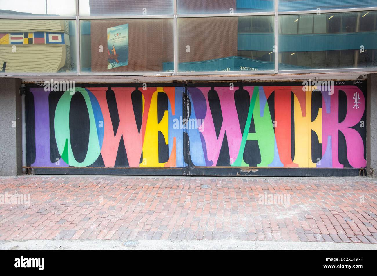 Murale di Lower Water Street sul lungomare di Halifax, nuova Scozia, Canada Foto Stock