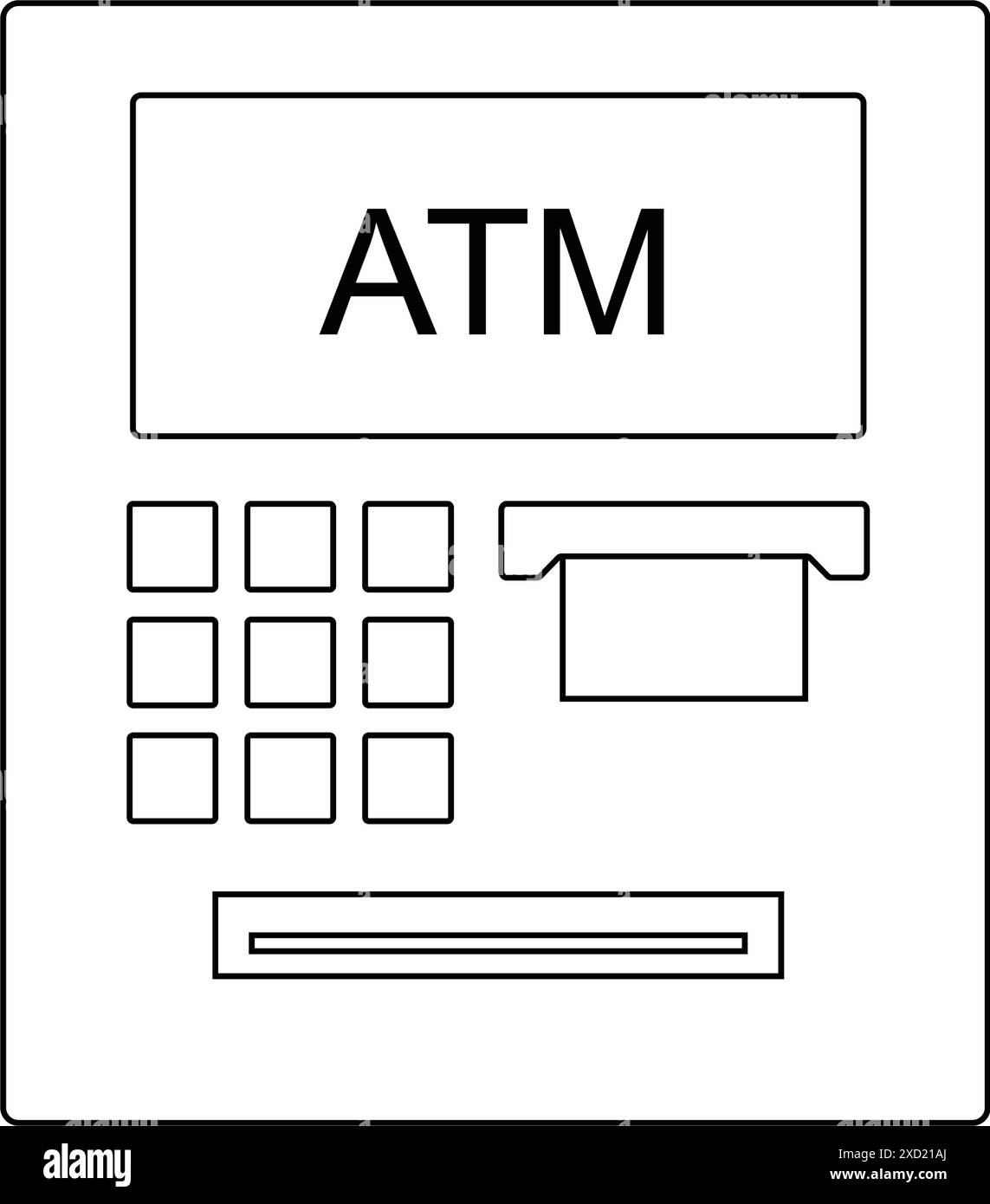 Icona del bancomat, disegno illustrativo del bancomat automatico Illustrazione Vettoriale