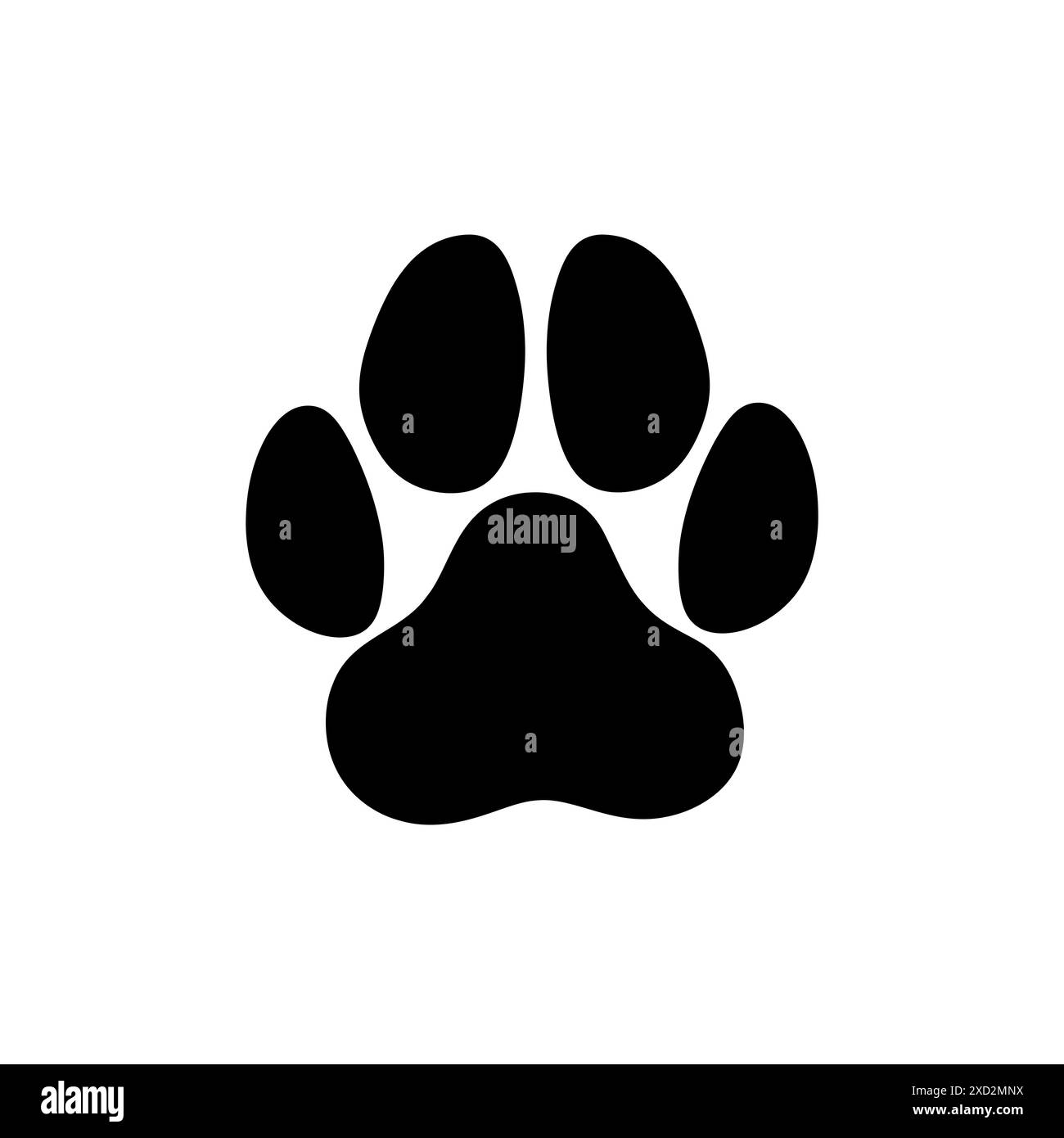 Simbolo dell'icona dell'elemento di design del gatto di cane animale stampato Paw isolato su bianco. Foto Stock