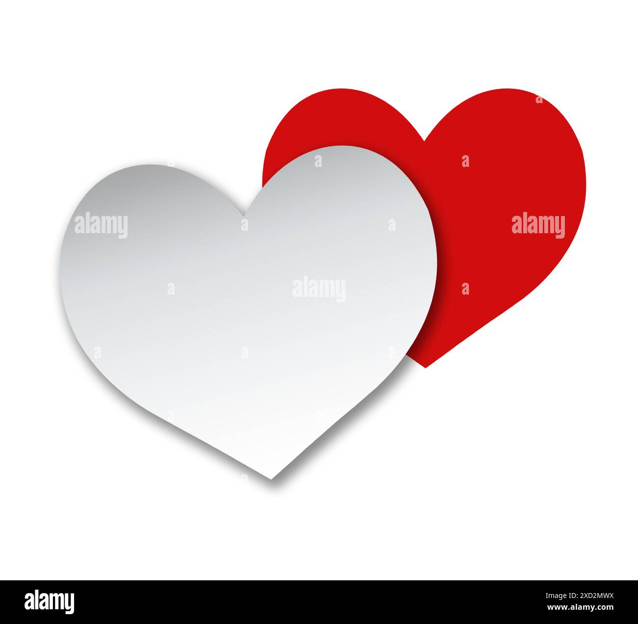 Modello di design per biglietti di San Valentino con cuore vuoto bianco per testo, saluti, inviti, volantini. Foto Stock
