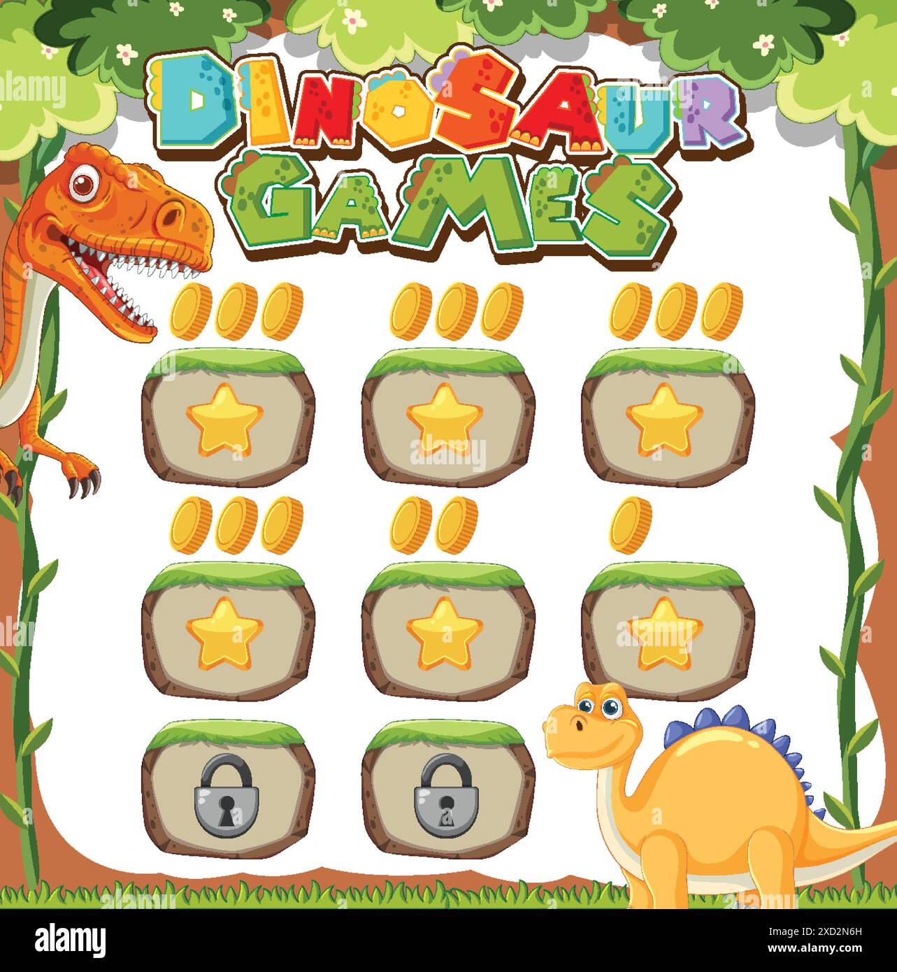 Divertente e coinvolgente puzzle a tema dinosauro Illustrazione Vettoriale