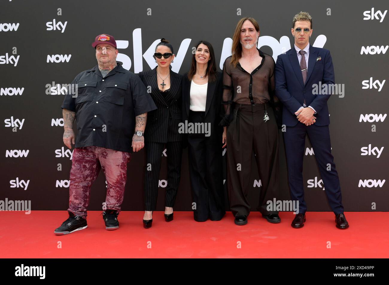 Jake la Furia, Paola Iezzi, Giorgia, Manuel Agnelli e Achille Lauro bei der Sky Programmpräsentation 2024-2025 im Cinema Barberini. ROM, 19.06.2024 Foto Stock