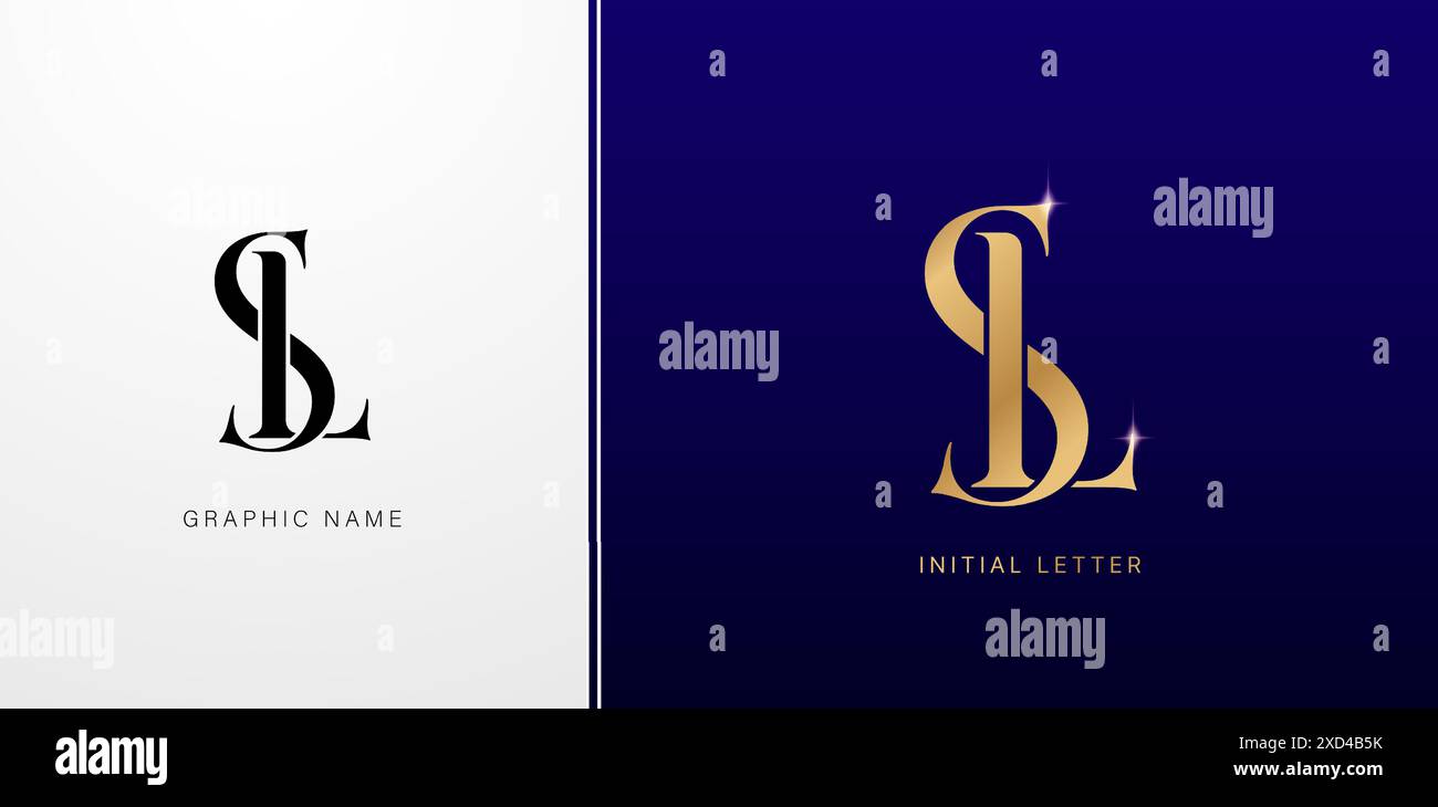 Lettera iniziale del logo SL o LS con colore oro e blu per l'identità aziendale e aziendale, elementi dei biglietti da visita, identità aziendale del marchio Illustrazione Vettoriale