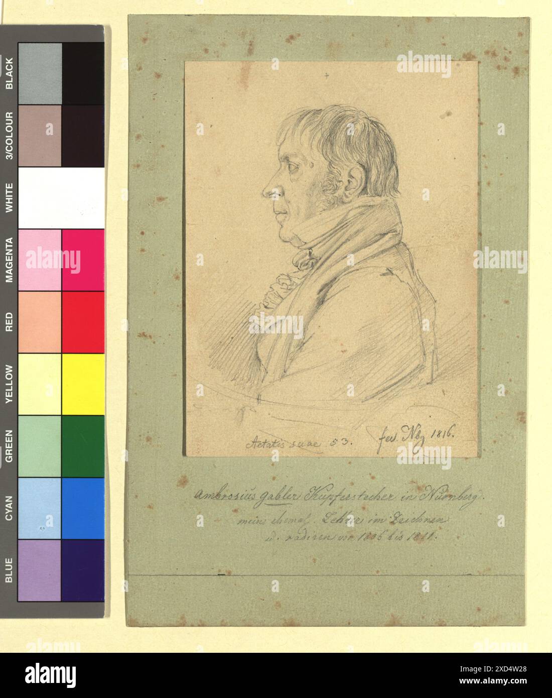 Ambrosius Gabler (1762-1834), Zeichner Johann Adam Klein (1792-1875), Artist Wien Museum, Scan, Ritratto, uomo 1816 Foto Stock