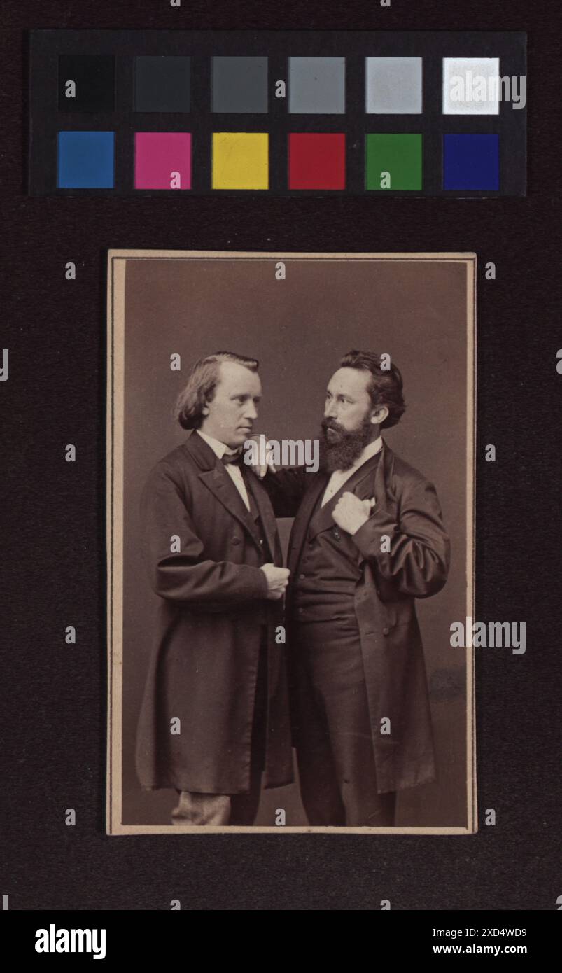 Julius Stockhausen (1826-1906), Sänger, und Johannes Brahms (1833-1897), Komponista Adele Perlmutter (Atelier Adèle) (1845-1941), studio fotografico Wien Museum, Scan, ritratto, uomo, cantante maschile, compositore, Johannes Brahms, personaggi storici (ritratti e scene della vita), eventi e situazioni storici, persone storiche intorno al 1870 Foto Stock