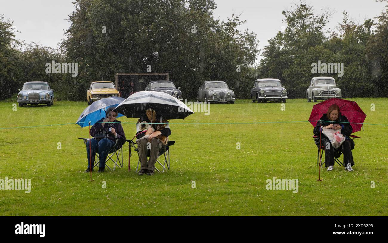 British Summertime Panfield Summer Fete and Dog Show, Panfield Braintree Essex, 15 giugno 2024 tipico clima estivo britannico come visitatori del dog sho Foto Stock