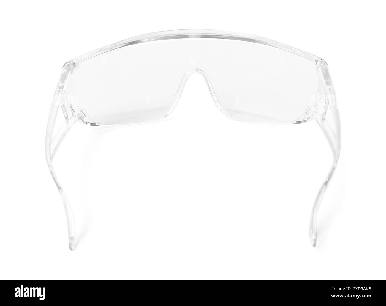 Occhiali di protezione isolati su bianco. Attrezzatura di sicurezza Foto Stock