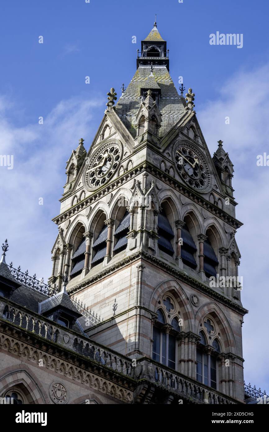 Chester Town Hall Clock Tower, Northgate Street, Chester, Cheshire, Inghilterra, REGNO UNITO Foto Stock