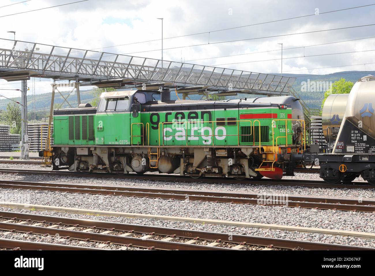 Gallivare, Svezia - 17 giugno 2024: Locomotiva elettrica diesel Green Cargo classe TD. Foto Stock