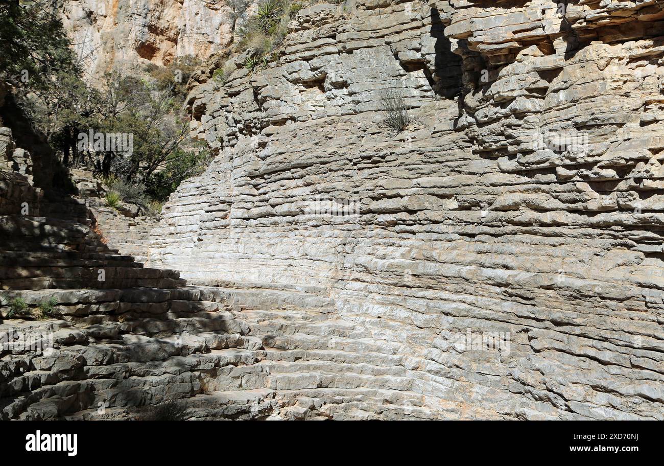 Scogliera a strisce di devil's Hall - Guadalupe Mountains NP, Texas Foto Stock