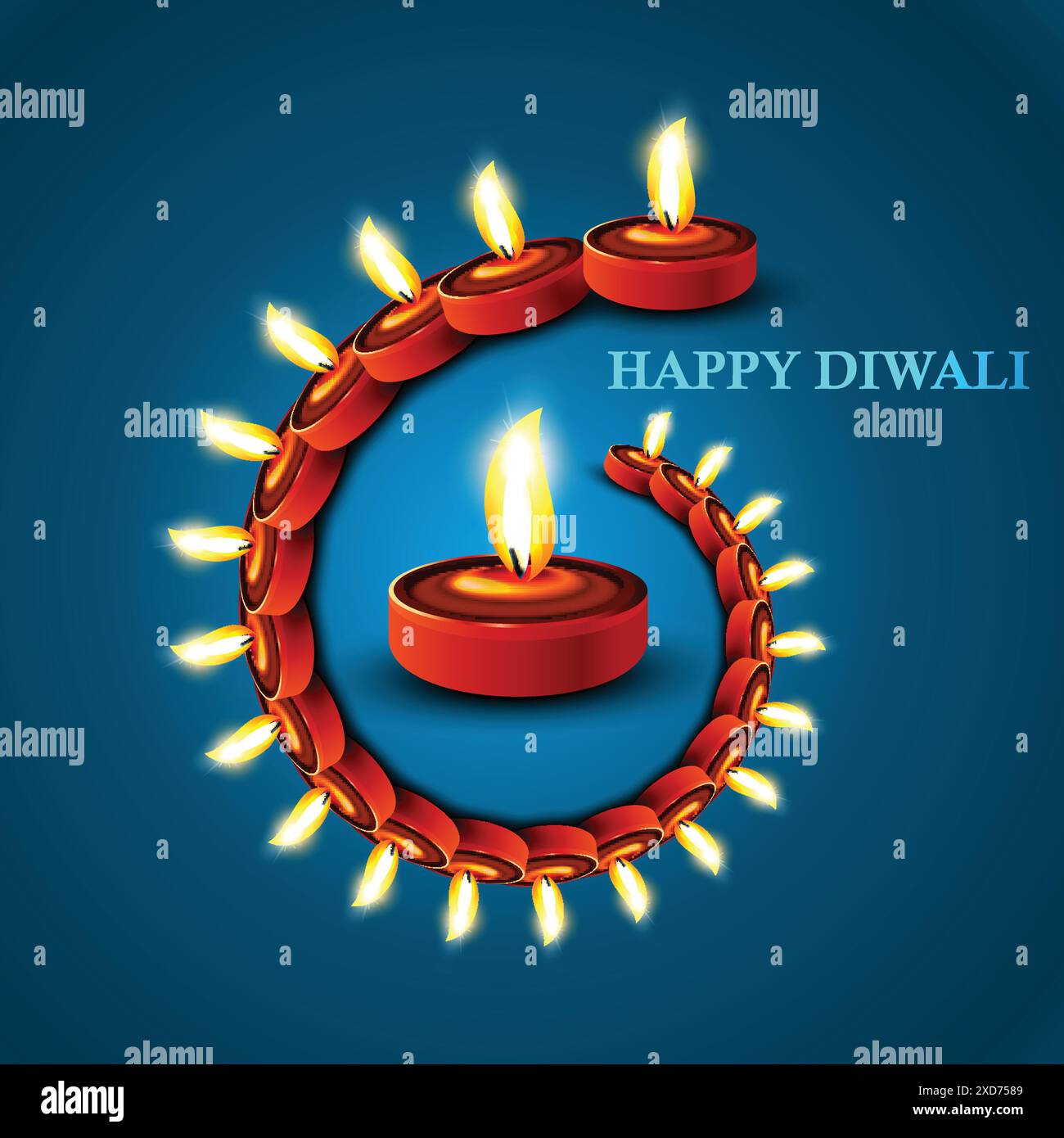 diwali card con vortice di candele Illustrazione Vettoriale