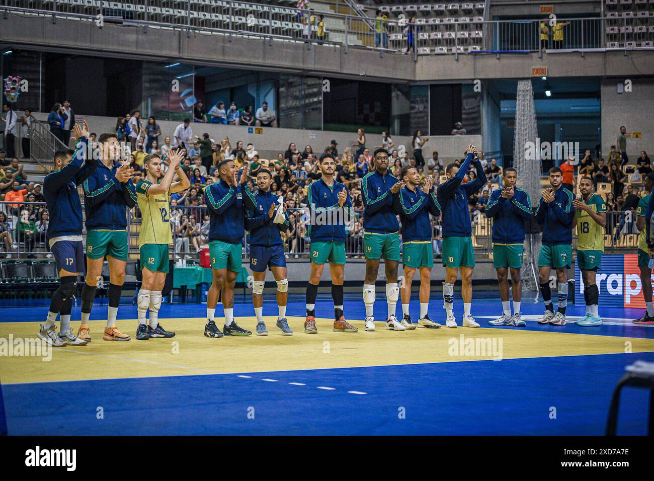 20 giugno 2024, Jaragua do sul, Santa Catarina, Brasile: JARAGUA DO SUL (SC), 20/06/2024- PARTITA/AMICHEVOLE/PALLAVOLO- lancio durante un'amichevole partita internazionale di pallavolo tra Brasile e Cile, tenutasi all'Arena Jaragua, nella città di Jaragua do sul, giovedì sera, 20 giugno 2024. (Credit Image: © Richard Ferrari/TheNEWS2 via ZUMA Press Wire) SOLO PER USO EDITORIALE! Non per USO commerciale! Foto Stock