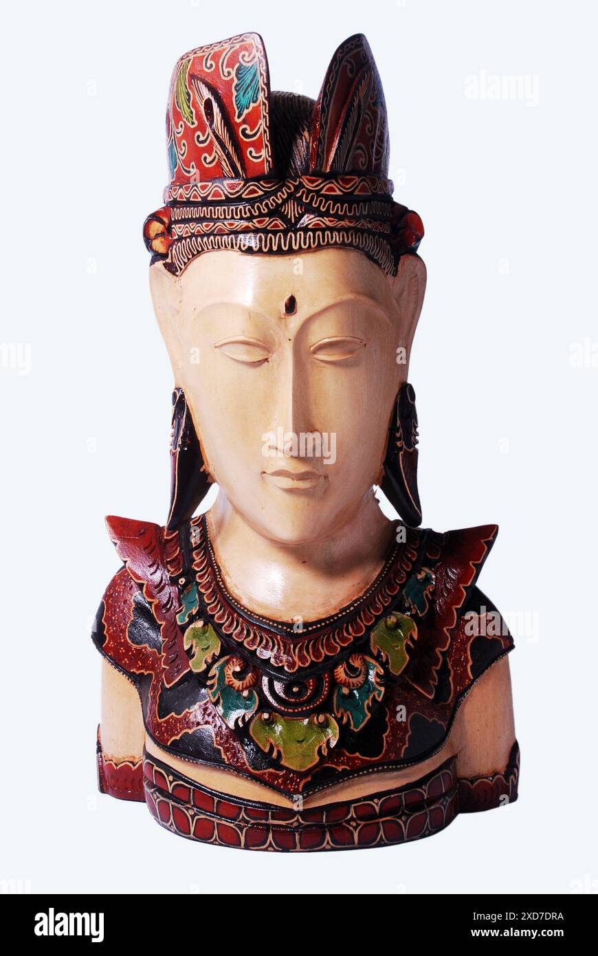 Statua di una sposa che usa abiti tradizionali balinesi con ornamento batik. Foto Stock