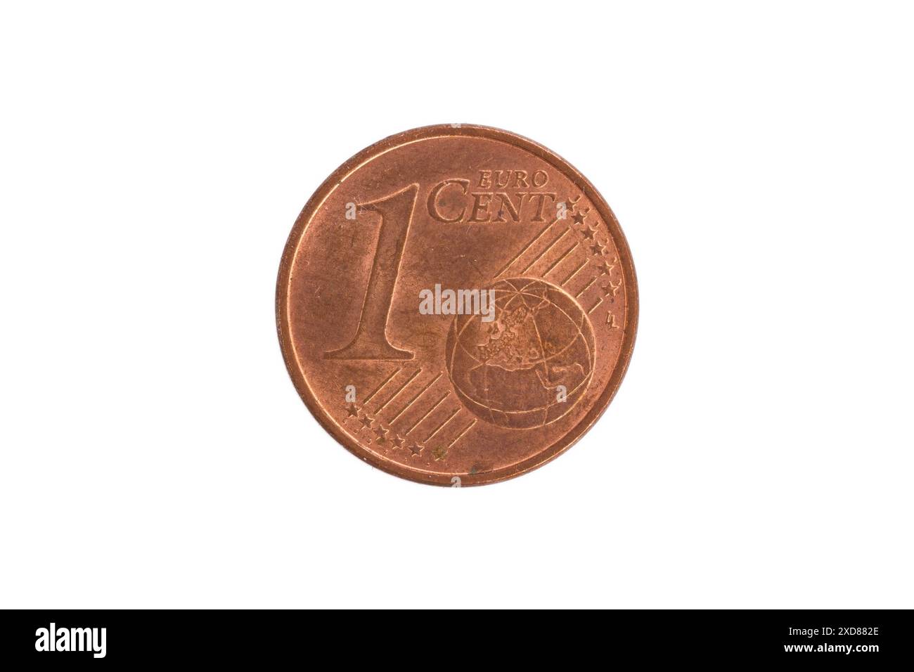 Primo piano di fronte a monete da 1 cent di euro. Foto Stock