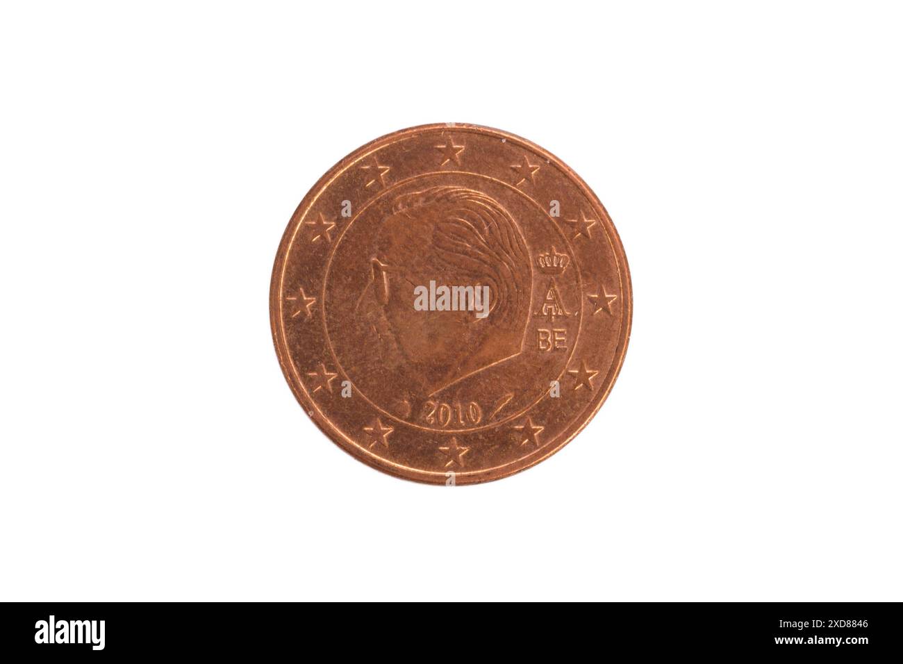 Primo piano del retro di monete da 5 cent in euro. Foto Stock