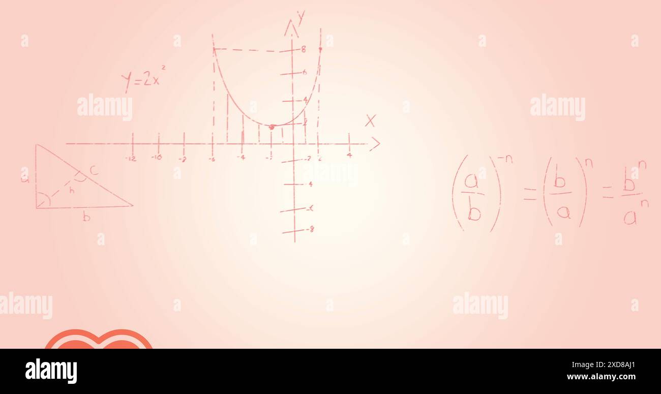 Immagine dell'elaborazione dei dati matematici su sfondo rosa Foto Stock