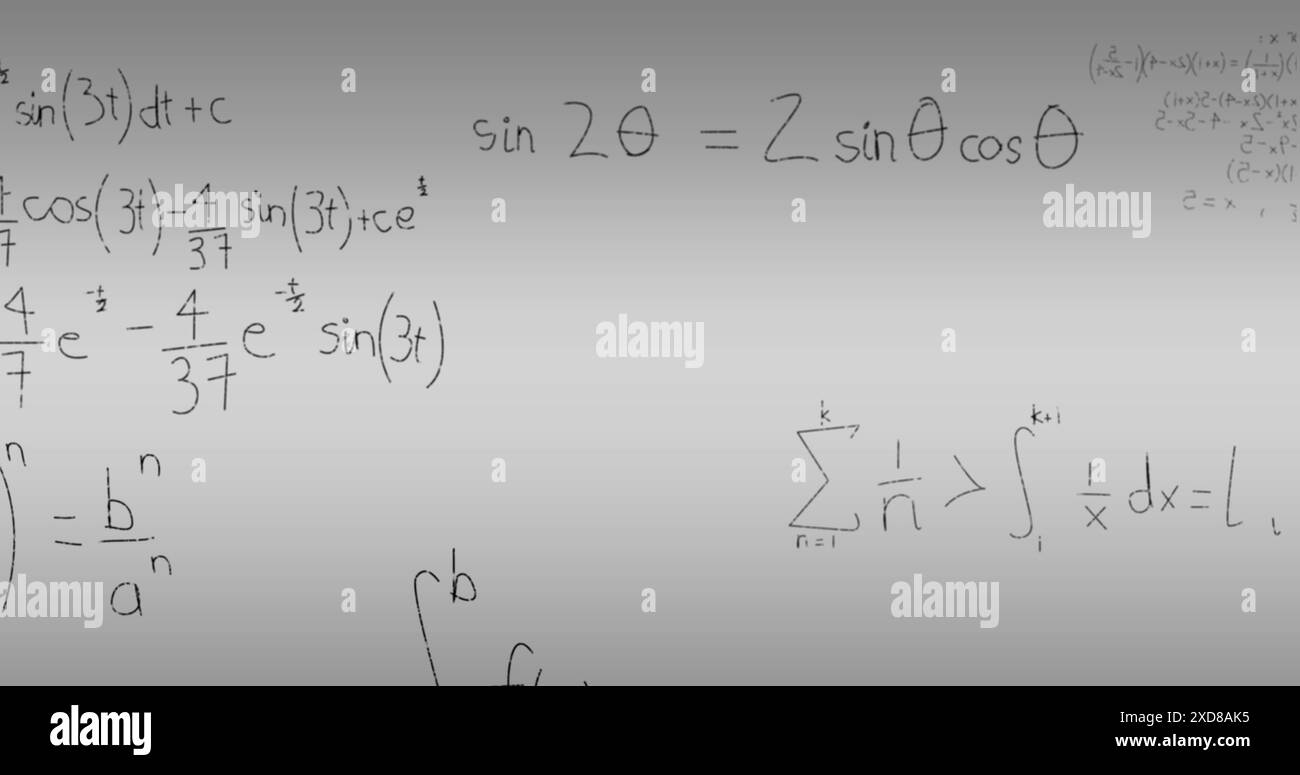 Immagine dell'elaborazione dei dati matematici su sfondo grigio Foto Stock