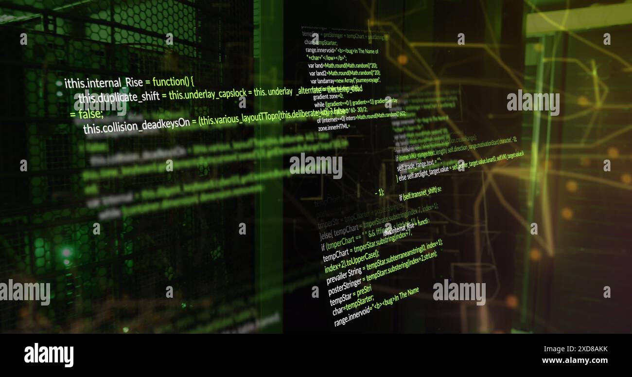 Immagine dell'elaborazione dei dati rispetto alla sala server del computer Foto Stock