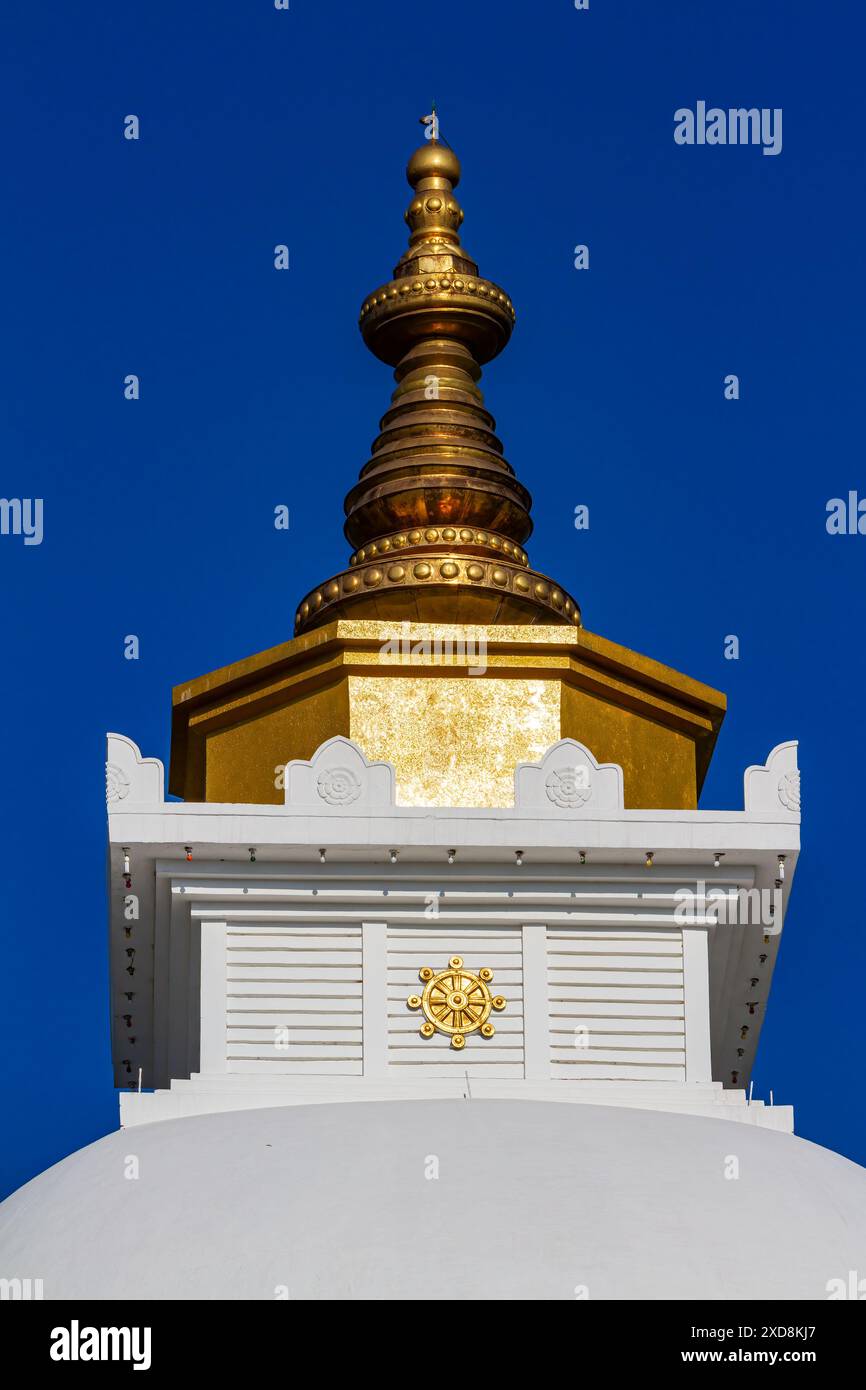 La pagoda della pace mondiale a Pokhara in Nepal Foto Stock