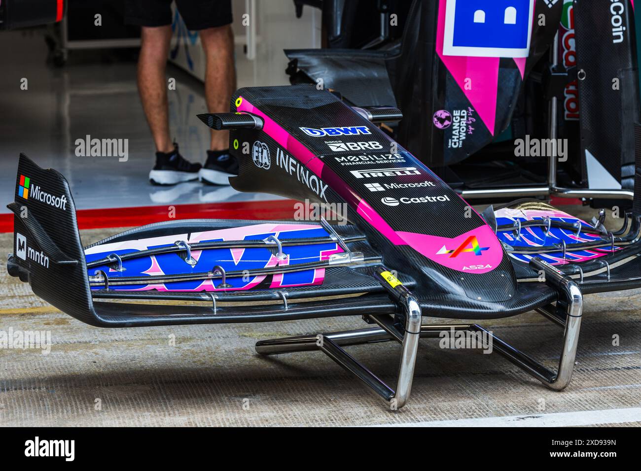 Circuit de Catalunya, Barcellona, Spagna. 20.giugno.2024; BWT Alpine F1 car, ala anteriore durante il Gran Premio di Spagna di Formula 1 crediti: Jay Hirano/AFLO/Alamy Live News Foto Stock