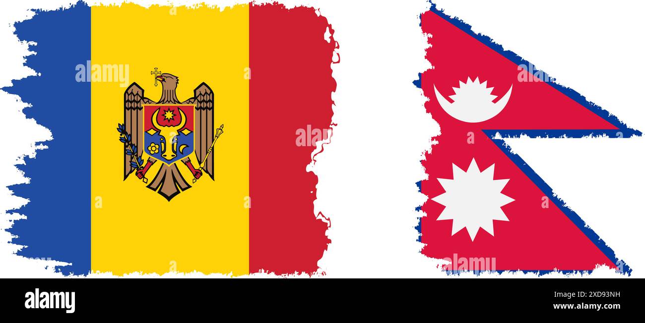 Nepal e Moldova grunge bandiere connessione, vettore Illustrazione Vettoriale