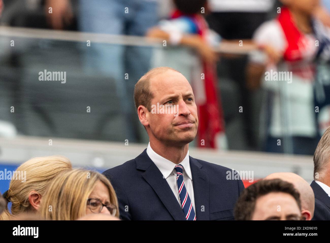 Francoforte, Germania. 20 giugno 2024. William, Prins af Wales, visto in tribuna alla partita di UEFA Euro 2024 nel gruppo C tra Danimarca e Inghilterra al Deutsche Bank Park di Francoforte. Credito: Gonzales Photo/Alamy Live News Foto Stock