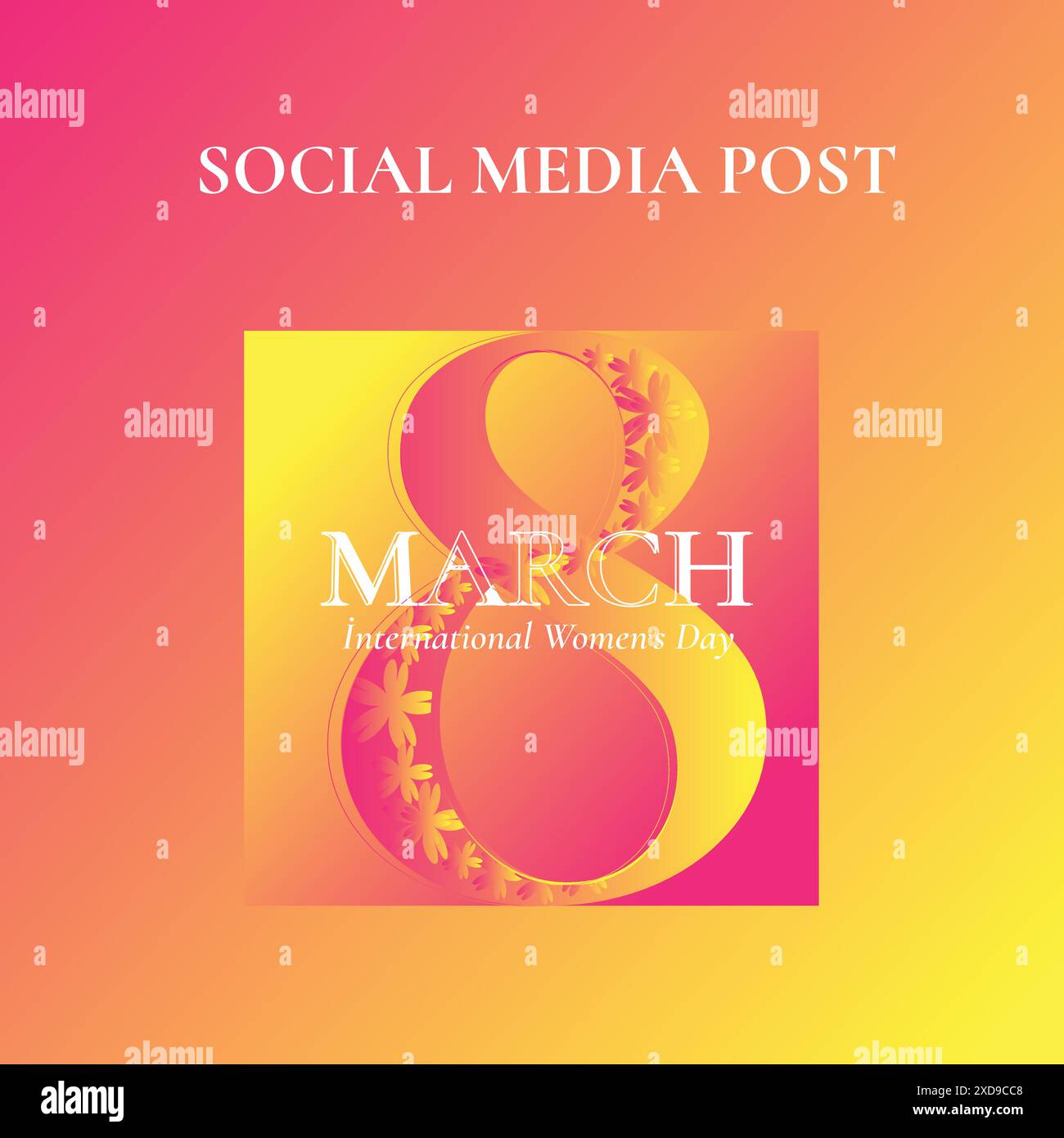 8 marzo giornata internazionale delle donne post Illustrazione Vettoriale