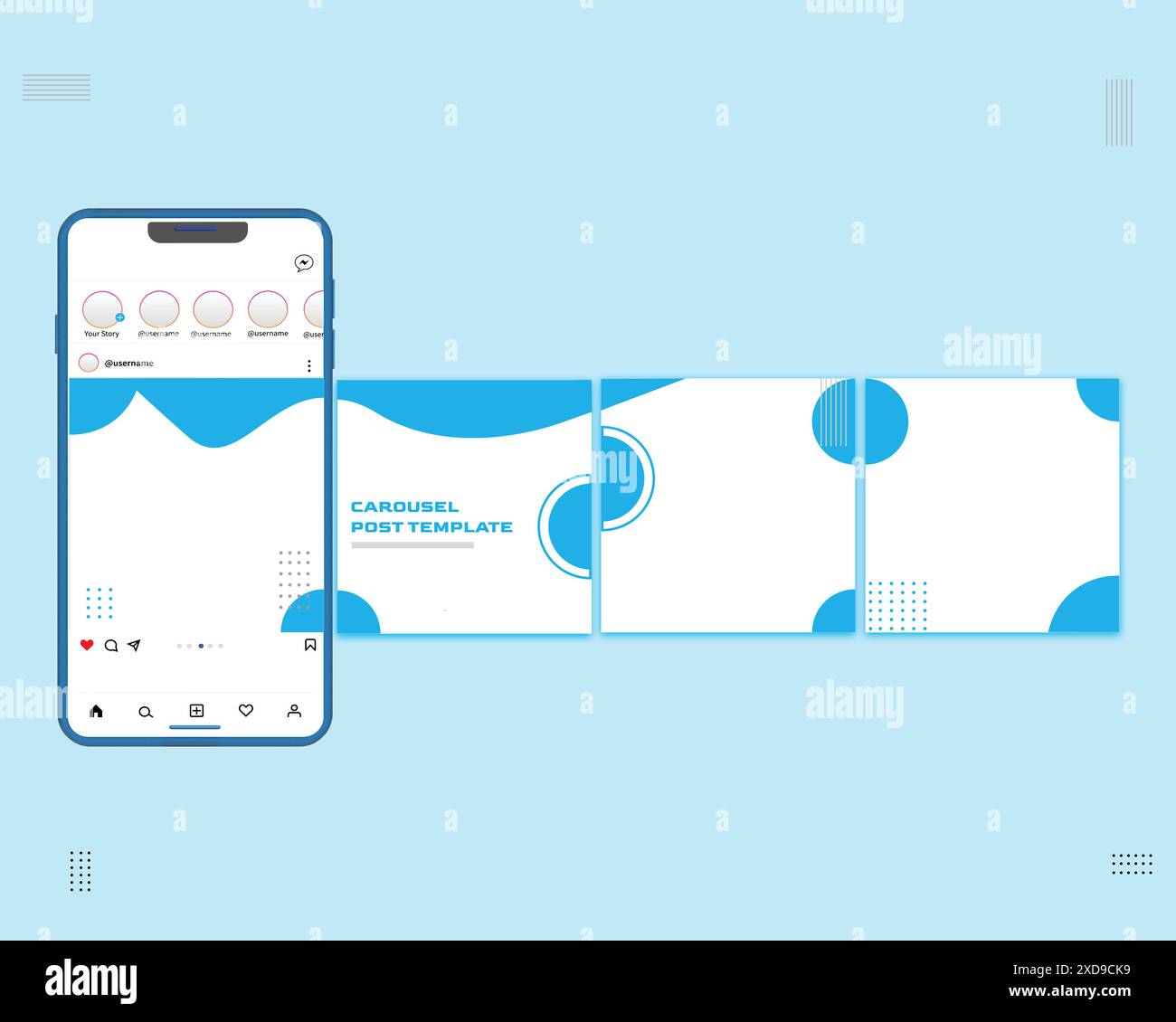 Modello post carosello social media Illustrazione Vettoriale