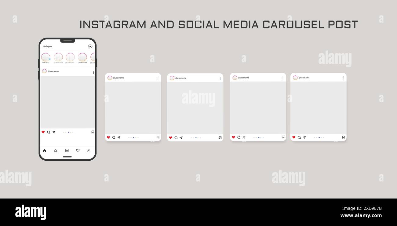 Modello post carosello social media Illustrazione Vettoriale