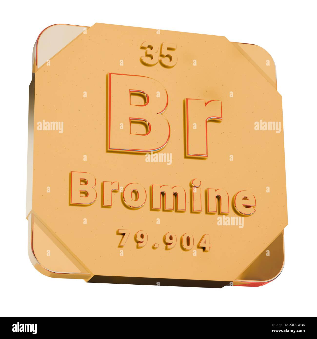 Icona dorata 3D - elemento Bromine (BR) dalla tavola periodica Foto Stock