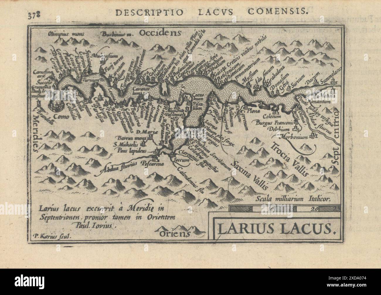 Lacus Comensis / Larius Lacus di Bertius / Langenes. Lago di Como 1603 vecchia mappa Foto Stock Lacus Comensis / Larius Lacus di Bertius / Langenes. Lago di Como 1603 vecchia mappa Foto Stock