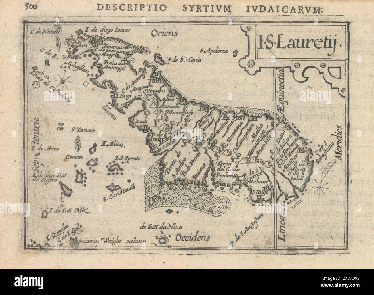 I.S. Lauretij di Bertius / Langenes. Madagascar e Mozambico Canale 1603 mappa Foto Stock