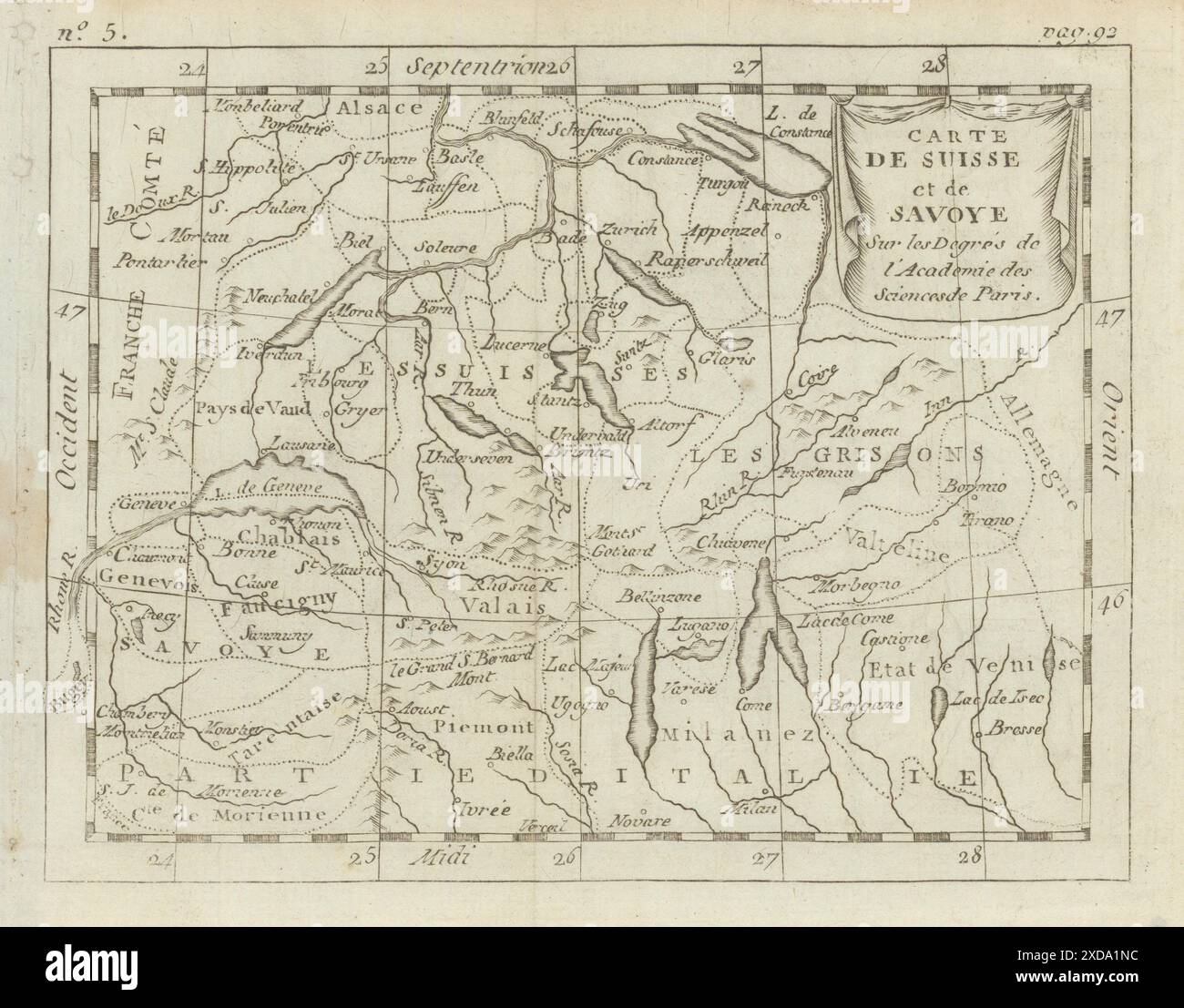 Carte de Suisse et de Savoye. Svizzera Savoia Alpi francesi. Mappa BUFFIER c1818 Foto Stock