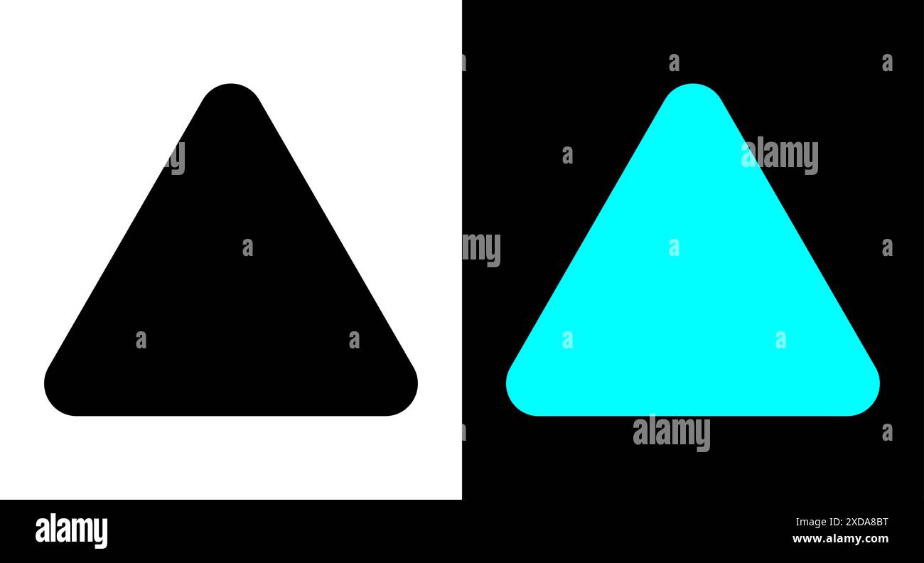 Icona silhouette con angoli arrotondati triangolari. Illustrazione a forma di triangolo. Illustrazione Vettoriale