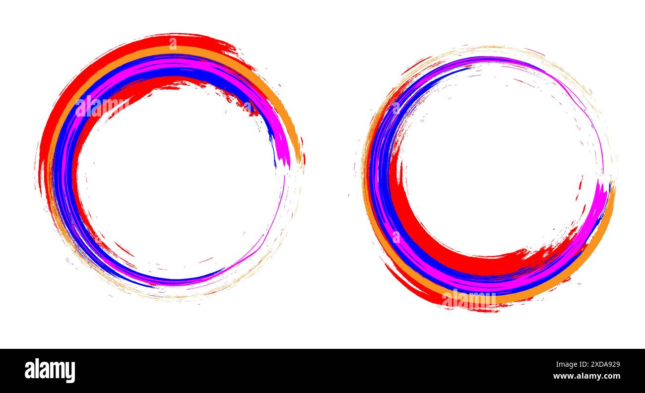 Illustrazione vettoriale del simbolo del pennello giapponese del cerchio rosso Enso zen. Illustrazione Vettoriale